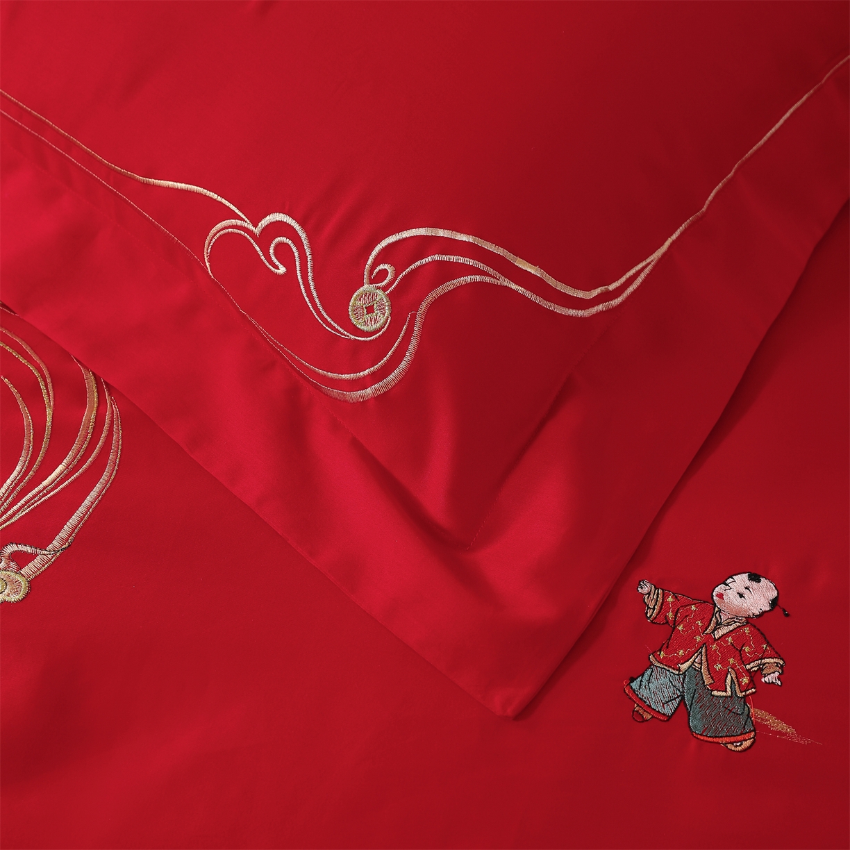 91家纺网 家纺一手货源 找家纺 （总）优姿家纺 2026新款全棉长绒棉纯棉婚庆床裙高端四件套