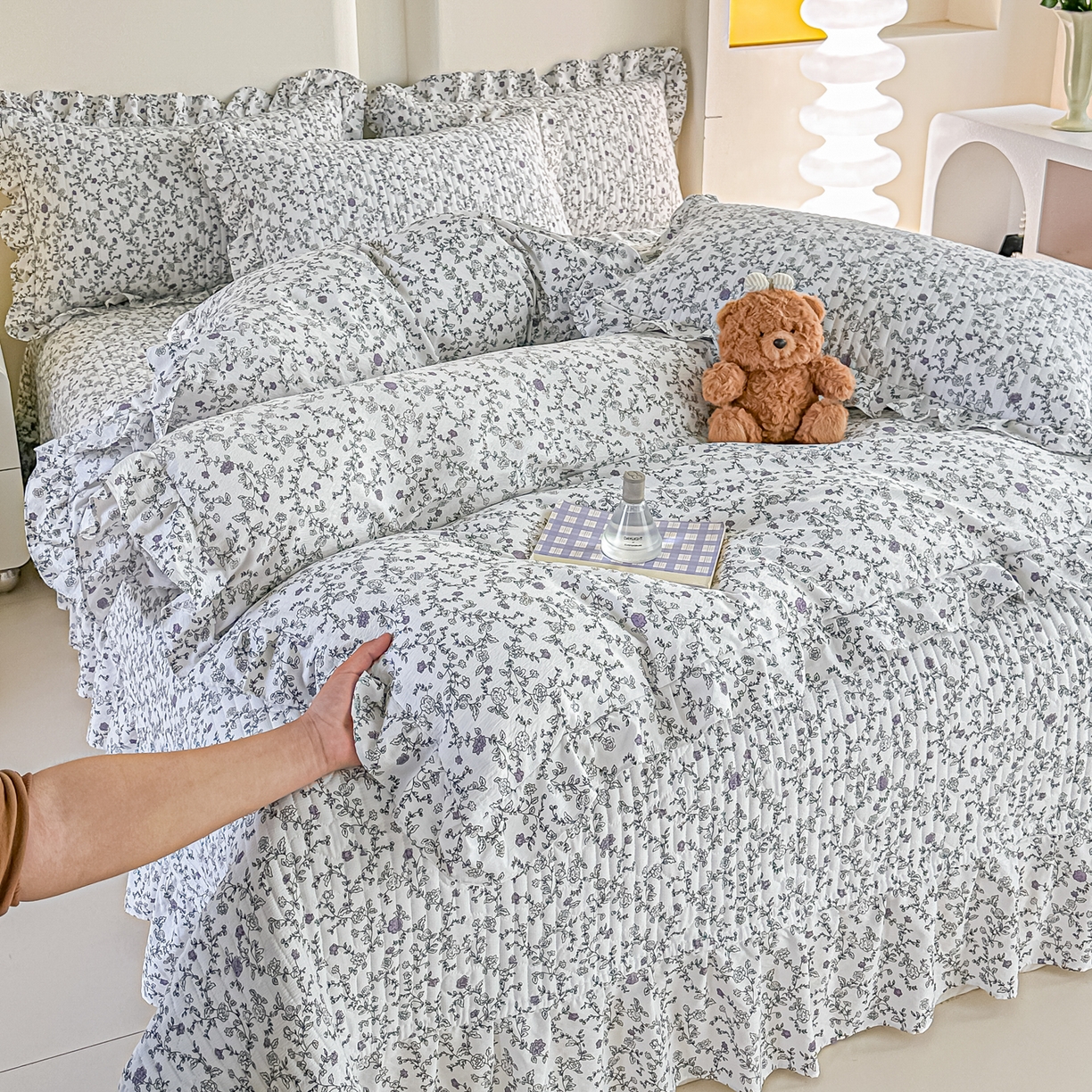 91家纺网 家纺一手货源 找家纺 （总）梓之赫 2026春夏新款A类云感木棉双层纱夹棉床盖四件套