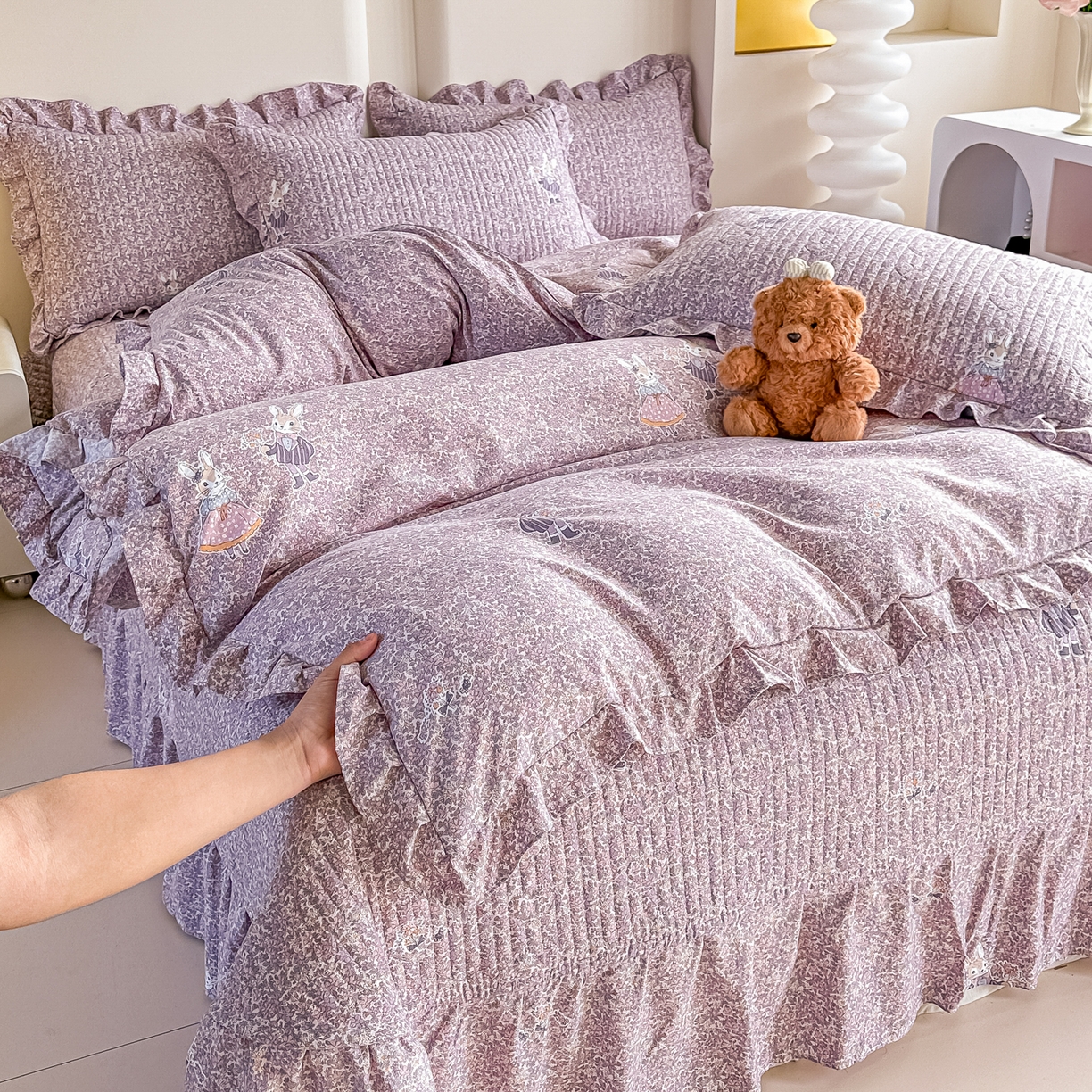 91家纺网 家纺一手货源 找家纺 （总）梓之赫 2026春夏新款A类云感木棉双层纱夹棉床盖四件套