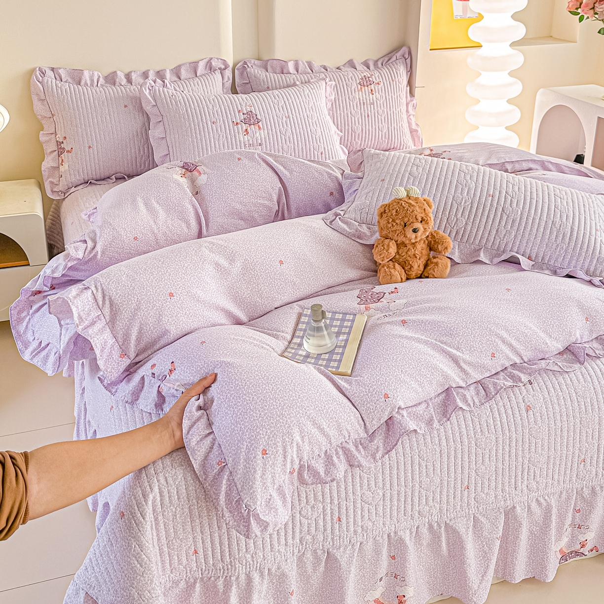 91家纺网 家纺一手货源 找家纺 （总）梓之赫 2026春夏新款A类云感木棉双层纱夹棉床盖四件套