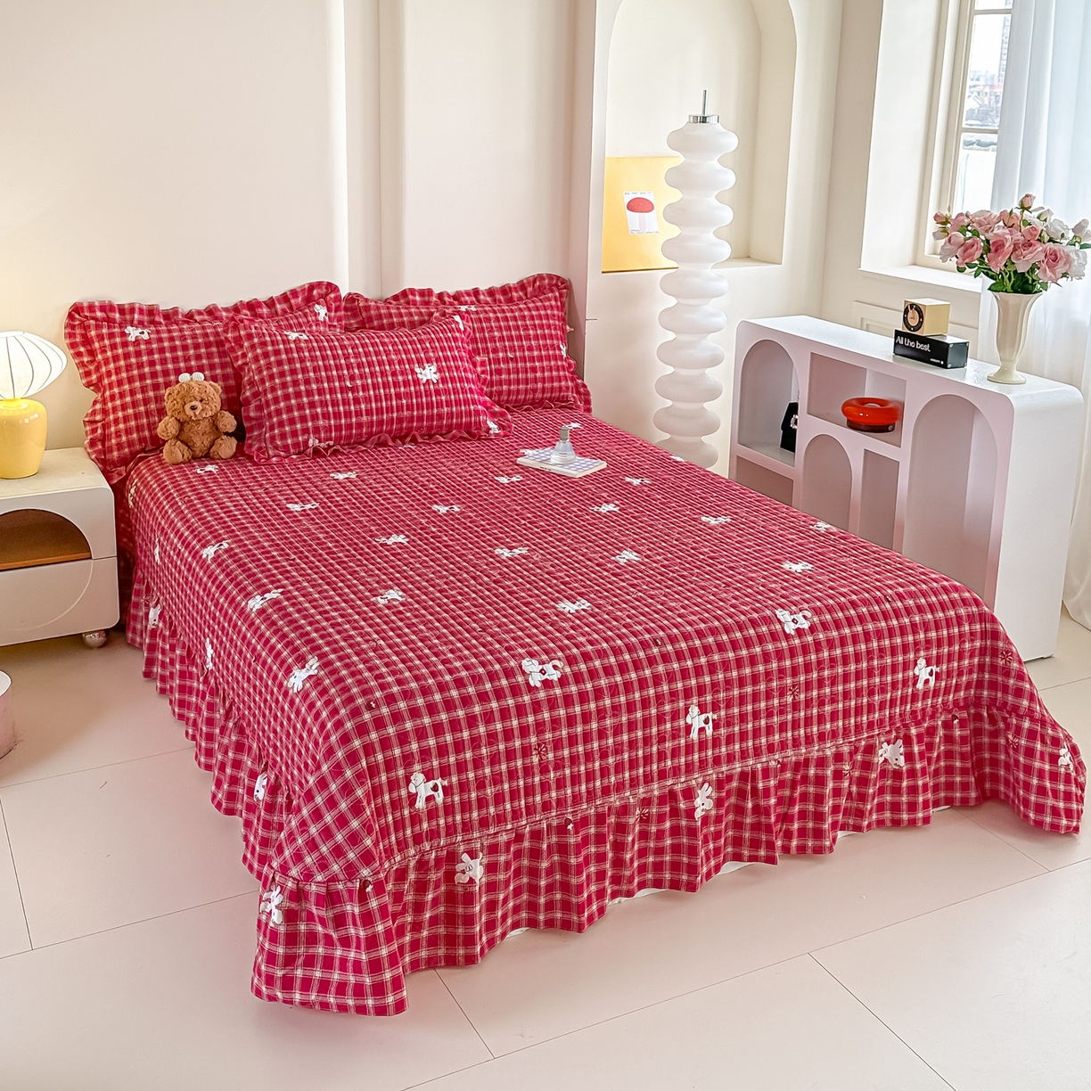 91家纺网 家纺一手货源 找家纺 梓之赫 2026春夏新款A类云感木棉双层纱夹棉床盖四件套 奥汀小马