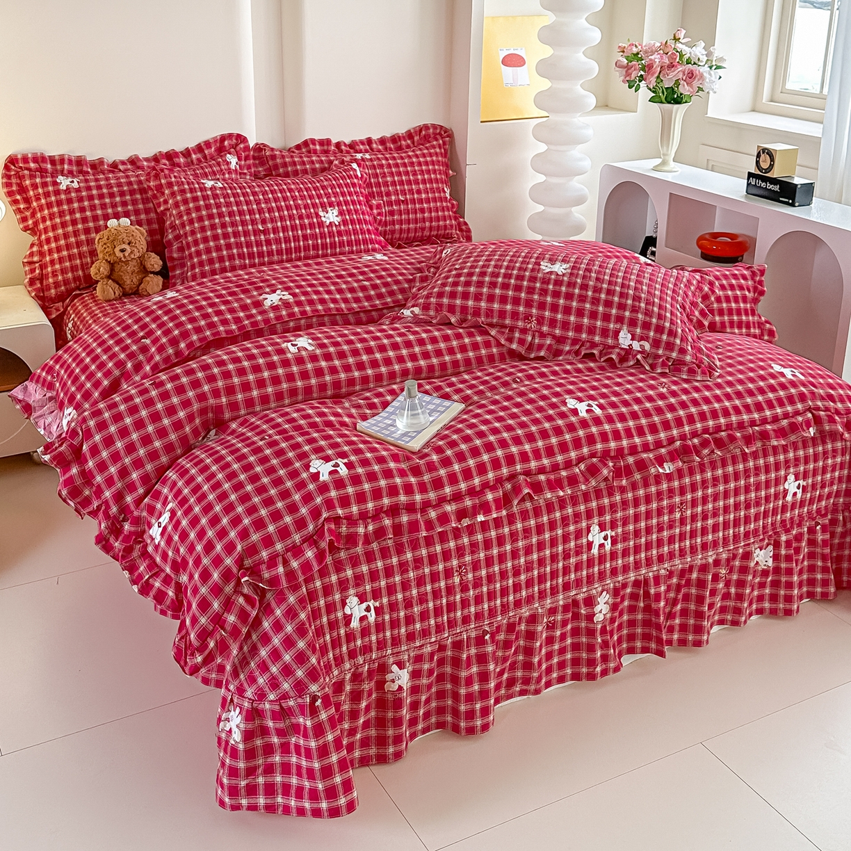 91家纺网 家纺一手货源 找家纺 梓之赫 2026春夏新款A类云感木棉双层纱夹棉床盖四件套 奥汀小马