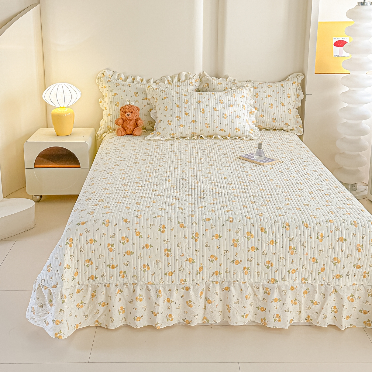 91家纺网 家纺一手货源 找家纺 梓之赫 2026春夏新款A类云感木棉双层纱夹棉床盖四件套 半岛花园