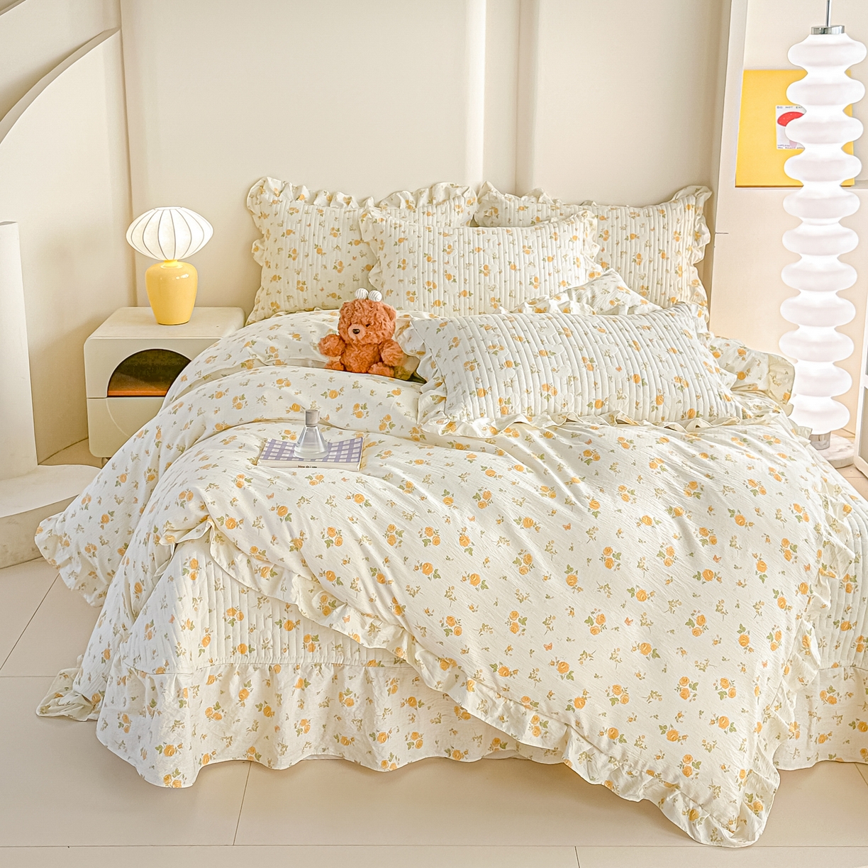 91家纺网 家纺一手货源 找家纺 梓之赫 2026春夏新款A类云感木棉双层纱夹棉床盖四件套 半岛花园