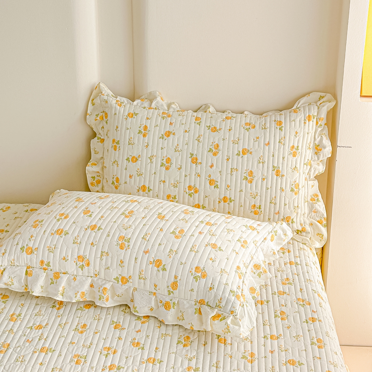 91家纺网 家纺一手货源 找家纺 梓之赫 2026春夏新款A类云感木棉双层纱夹棉床盖四件套 半岛花园