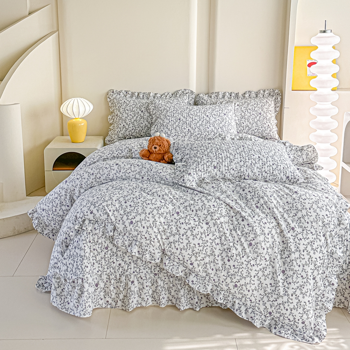 91家纺网 家纺一手货源 找家纺 梓之赫 2026春夏新款A类云感木棉双层纱夹棉床盖四件套 春风拂梦