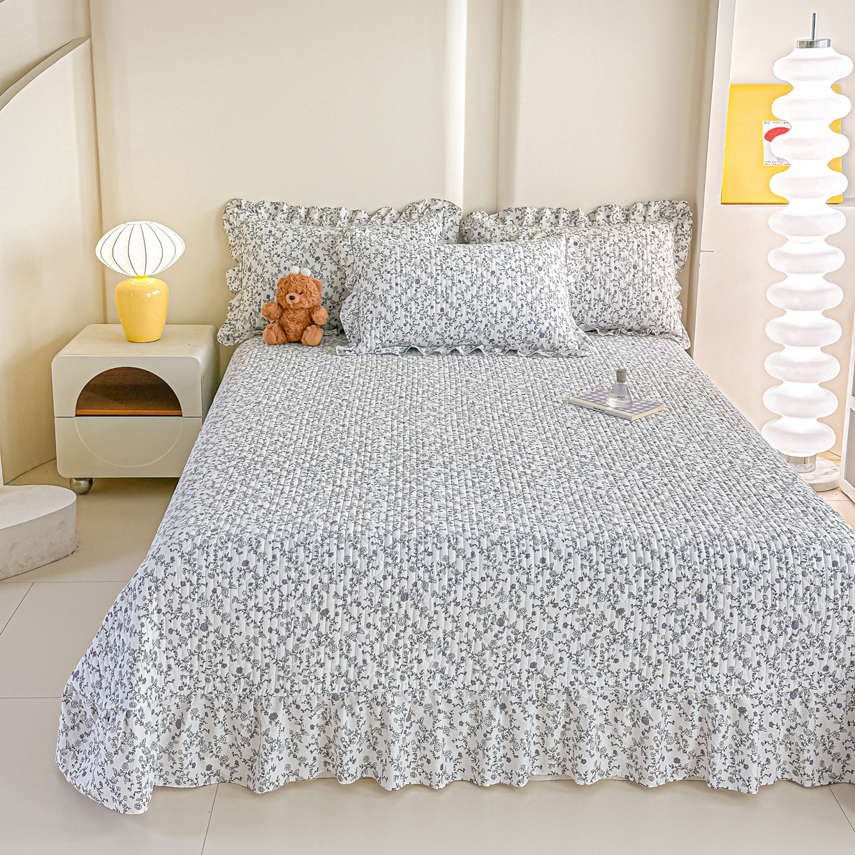 91家纺网 家纺一手货源 找家纺 梓之赫 2026春夏新款A类云感木棉双层纱夹棉床盖四件套 春风拂梦