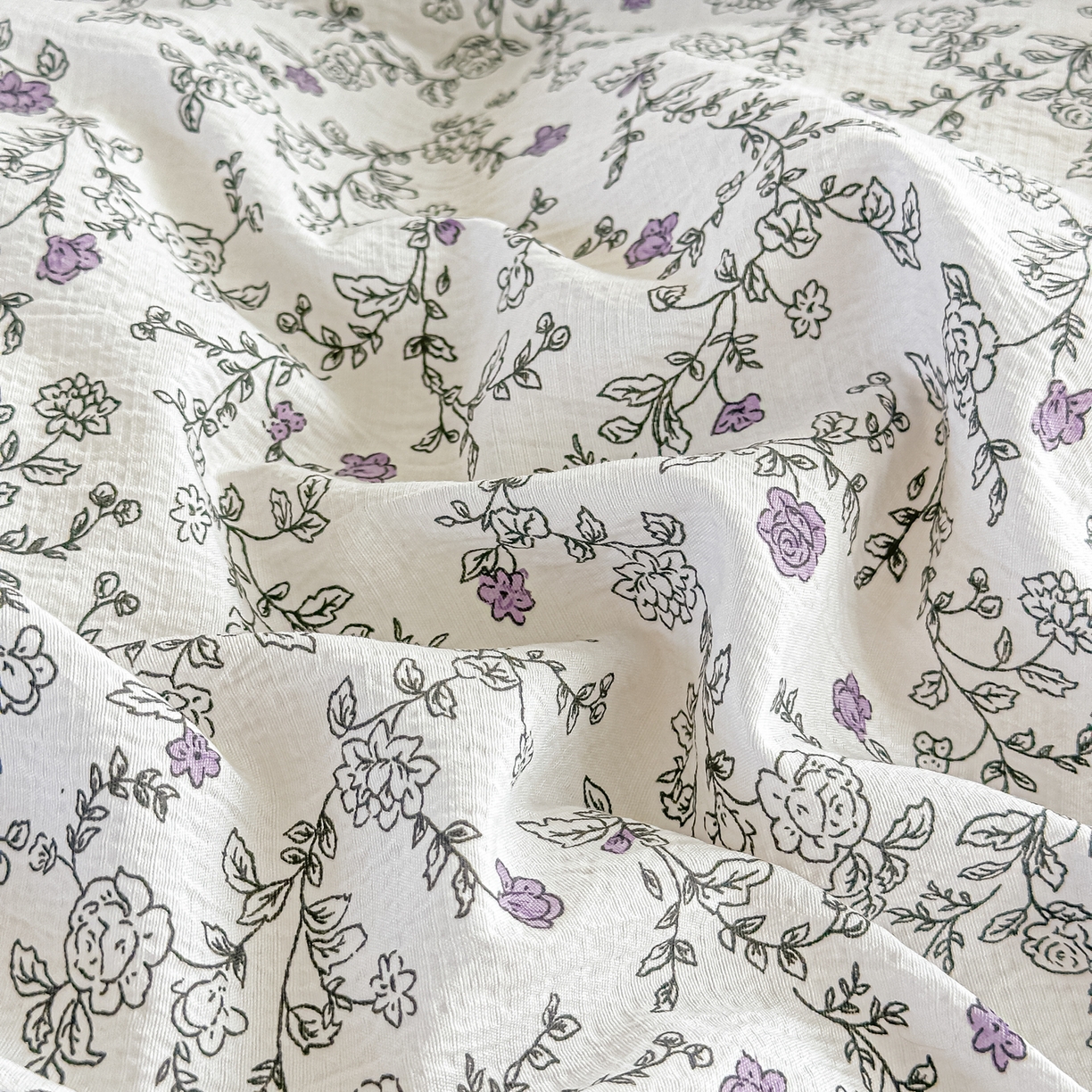 91家纺网 家纺一手货源 找家纺 梓之赫 2026春夏新款A类云感木棉双层纱夹棉床盖四件套 春风拂梦