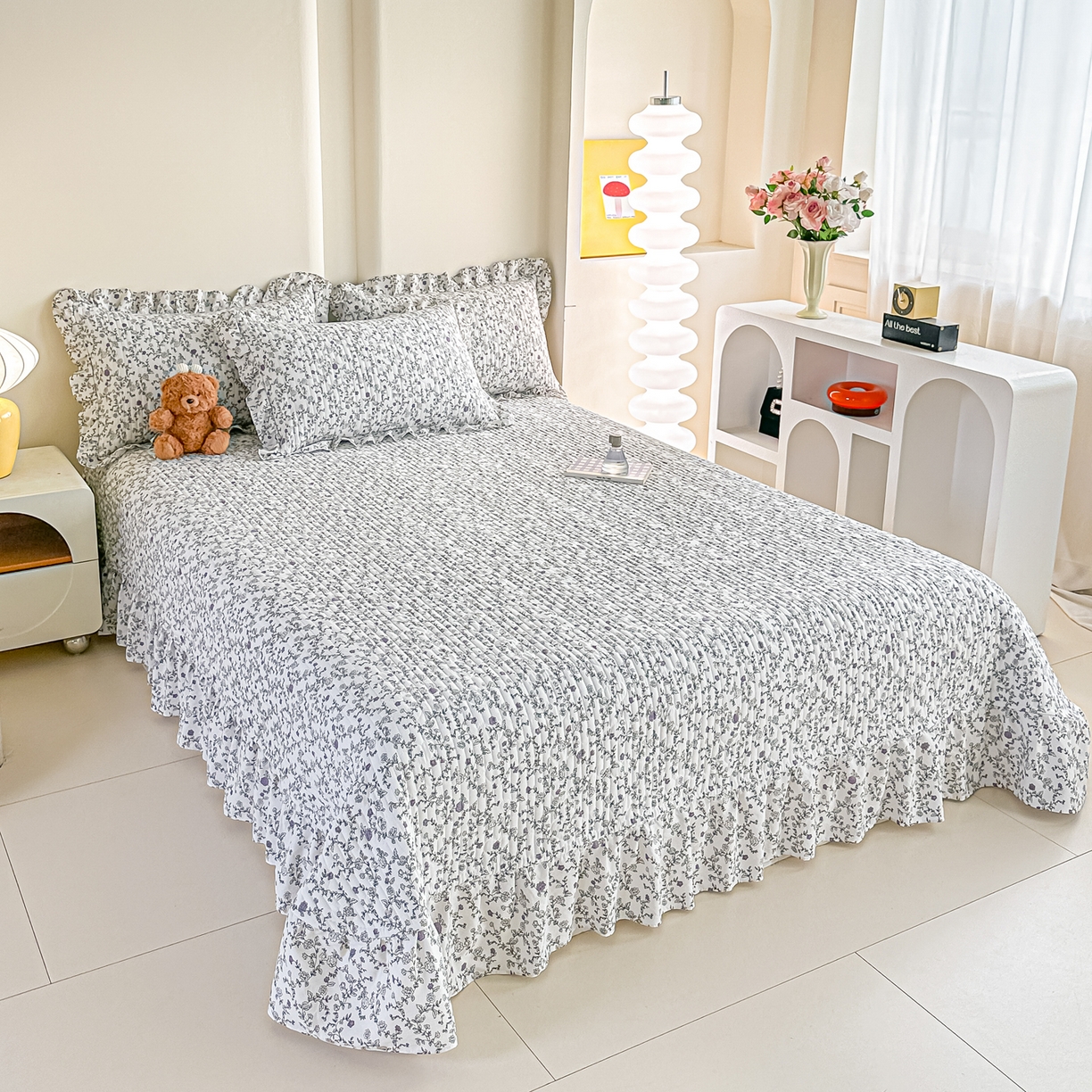 91家纺网 家纺一手货源 找家纺 梓之赫 2026春夏新款A类云感木棉双层纱夹棉床盖四件套 春风拂梦