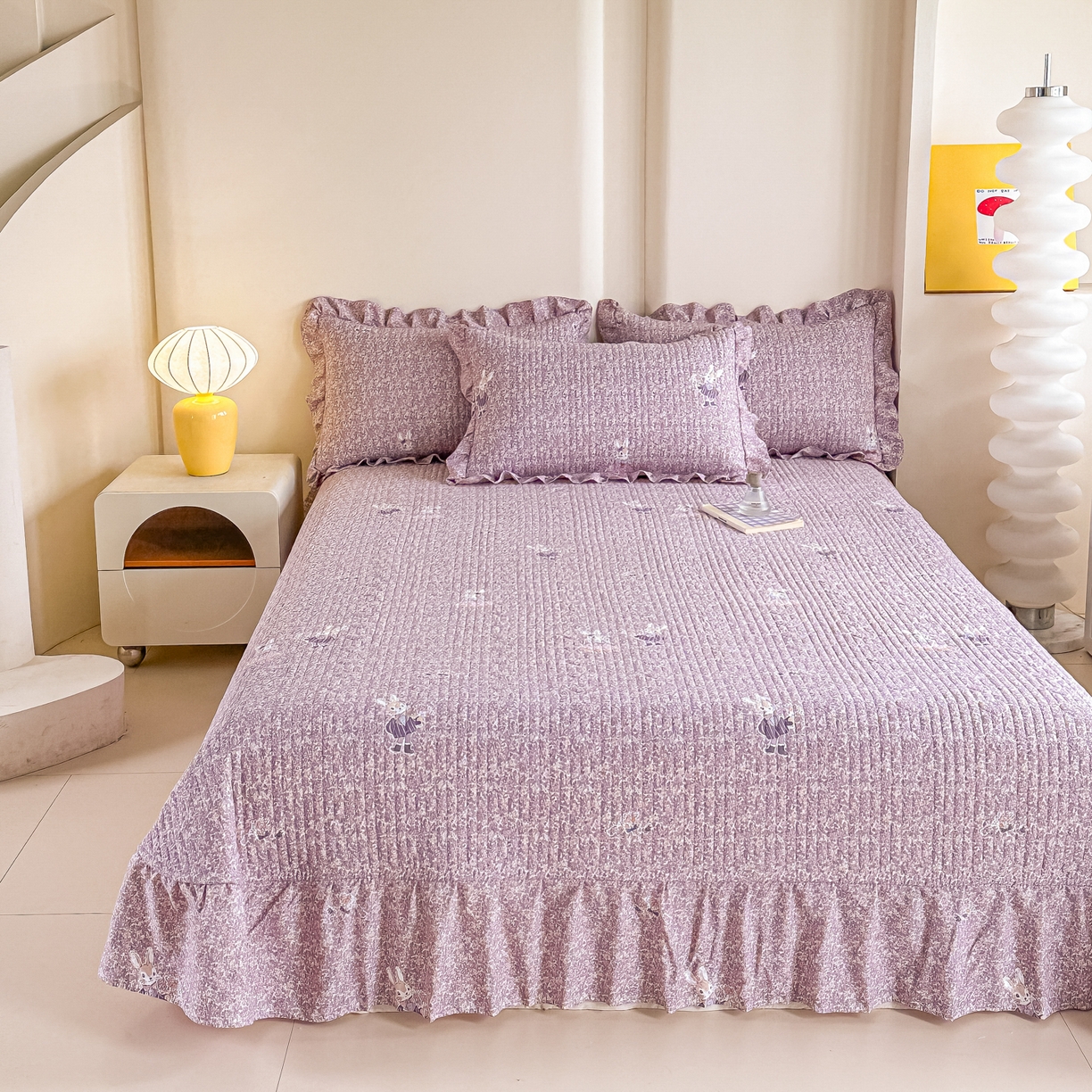 91家纺网 家纺一手货源 找家纺 梓之赫 2026春夏新款A类云感木棉双层纱夹棉床盖四件套 法式庄园