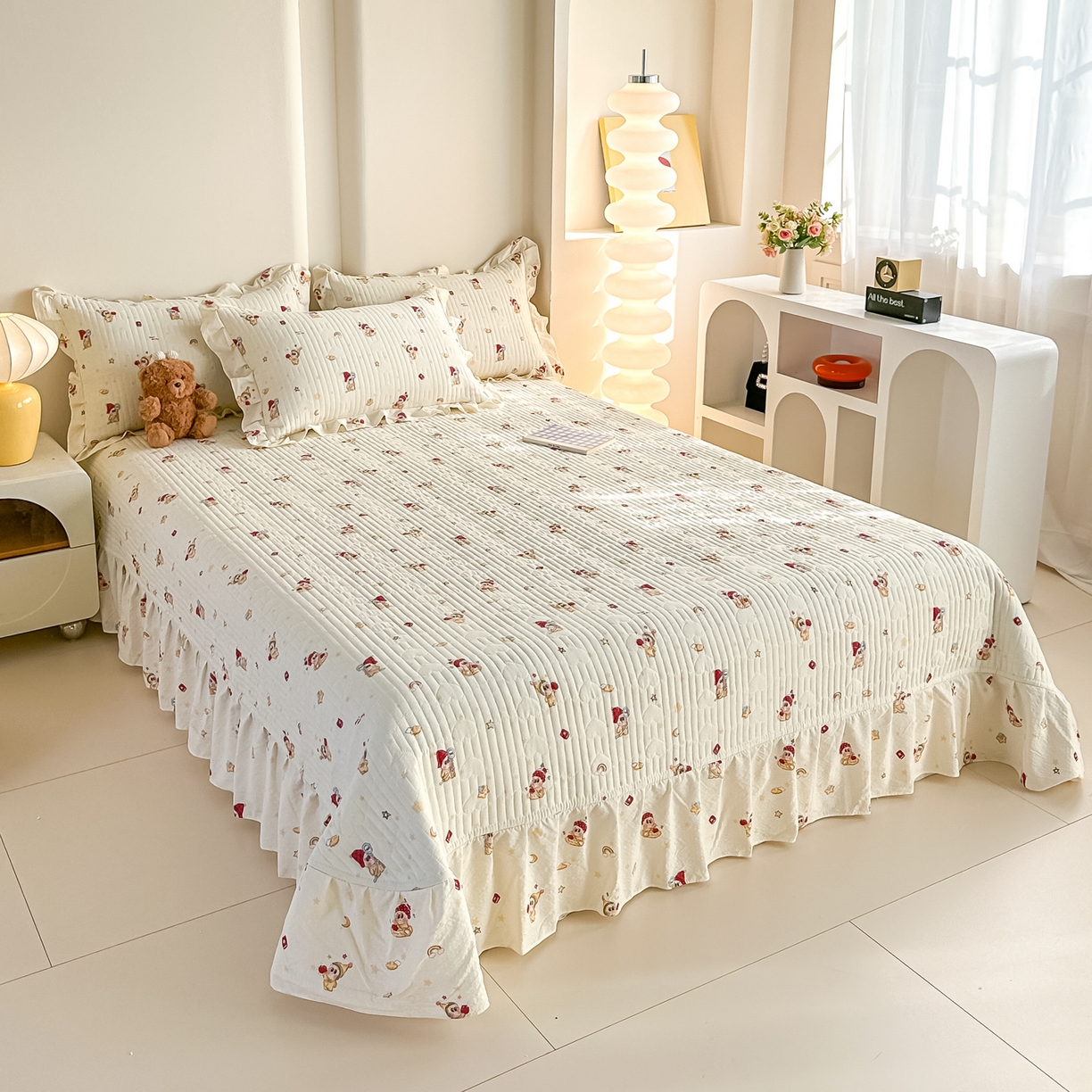 91家纺网 家纺一手货源 找家纺 梓之赫 2026春夏新款A类云感木棉双层纱夹棉床盖四件套 萌萌星星人