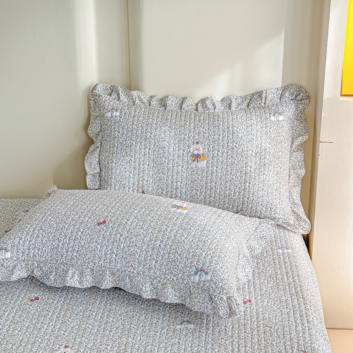 91家纺网 家纺一手货源 找家纺 梓之赫 2026春夏新款A类云感木棉双层纱夹棉床盖四件套 寻觅-浅米