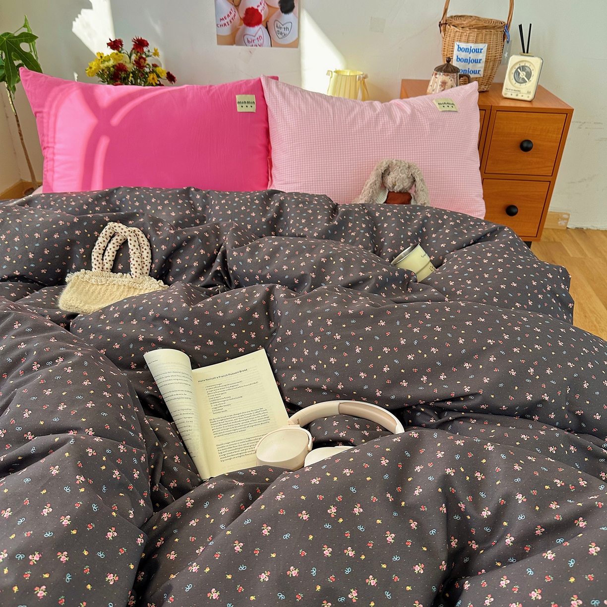 91家纺网 家纺一手货源 找家纺 （总）桃子家居 2026新款A类纯棉水洗棉ins韩系小清新碎花混搭织标工艺色织水洗棉四件套系列