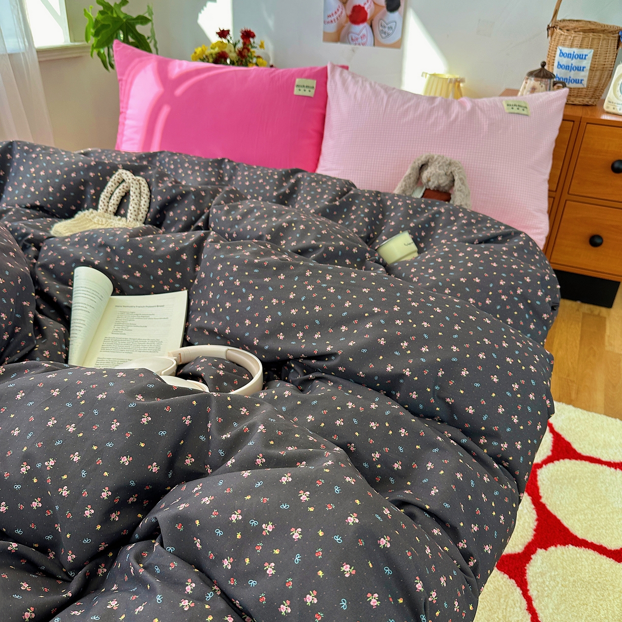 91家纺网 家纺一手货源 找家纺 （总）桃子家居 2026新款A类纯棉水洗棉ins韩系小清新碎花混搭织标工艺色织水洗棉四件套系列