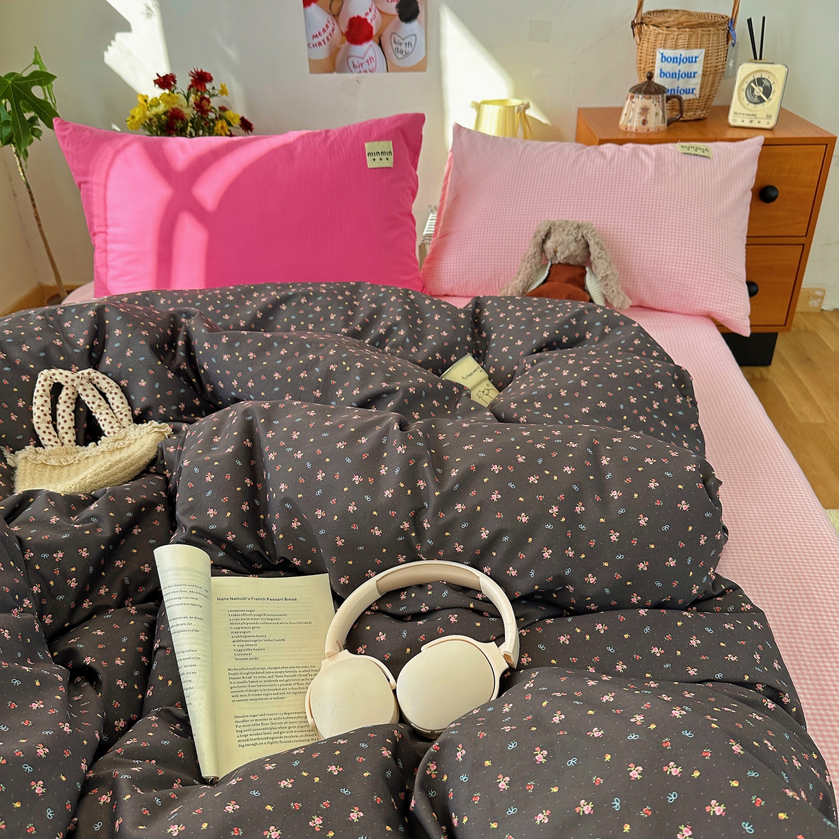 91家纺网 家纺一手货源 找家纺 （总）桃子家居 2026新款A类纯棉水洗棉ins韩系小清新碎花混搭织标工艺色织水洗棉四件套系列