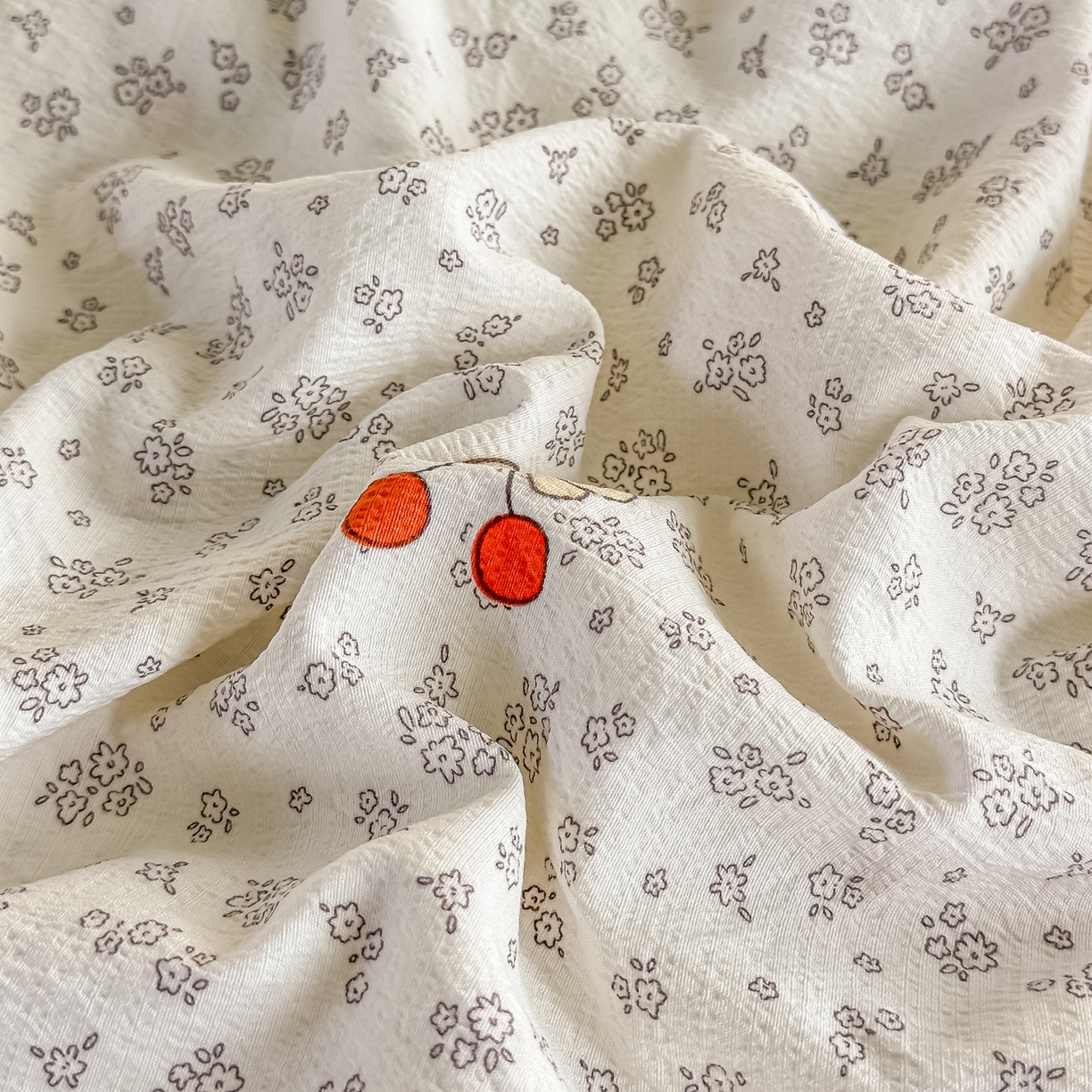 91家纺网 家纺一手货源 找家纺 梓之赫 2026春夏新款A类云感木棉双层纱夹棉床盖四件套 一颗樱桃