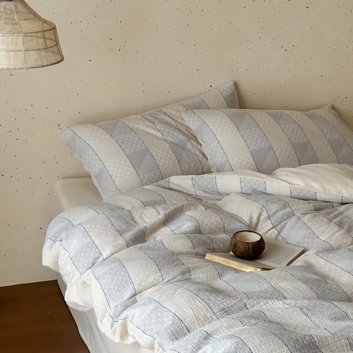 91家纺网 家纺一手货源 找家纺 例外 2026新款全棉纯棉双层纱布大提花四件套舒芙蕾 奶咖-舒芙蕾