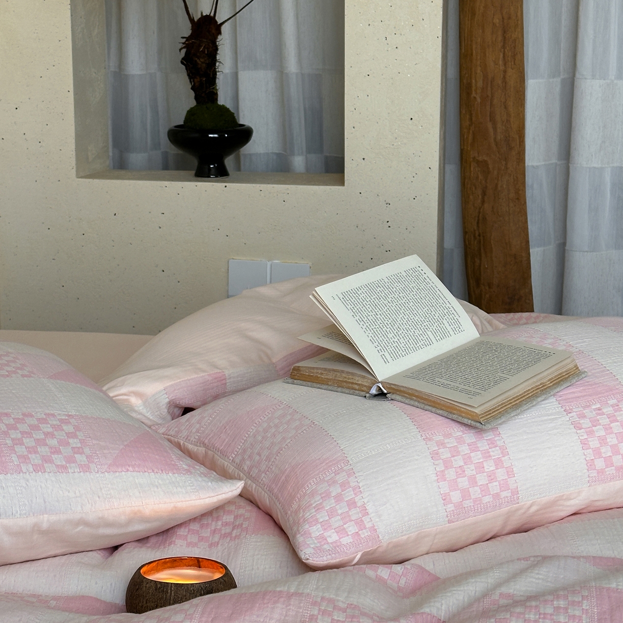 91家纺网 家纺一手货源 找家纺 例外 2026新款全棉纯棉双层纱布大提花四件套舒芙蕾 粉色-舒芙蕾