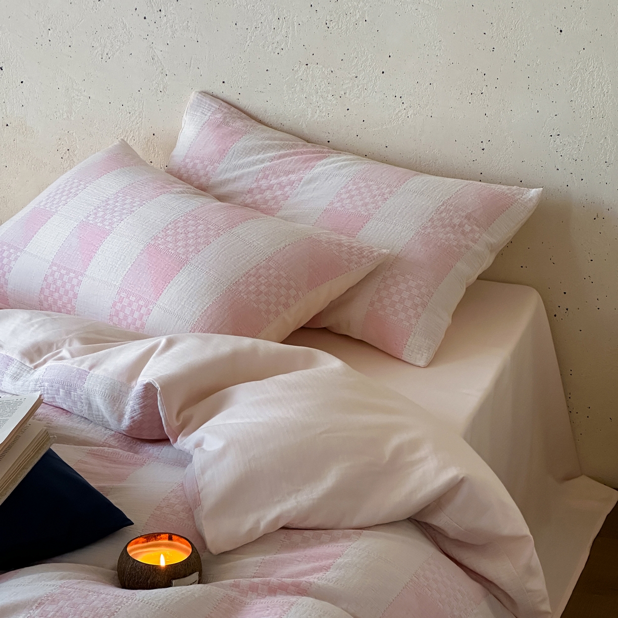 91家纺网 家纺一手货源 找家纺 例外 2026新款全棉纯棉双层纱布大提花四件套舒芙蕾 粉色-舒芙蕾