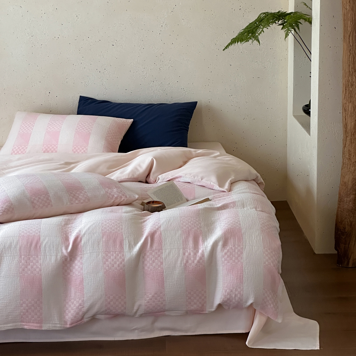 91家纺网 家纺一手货源 找家纺 例外 2026新款全棉纯棉双层纱布大提花四件套舒芙蕾 粉色-舒芙蕾