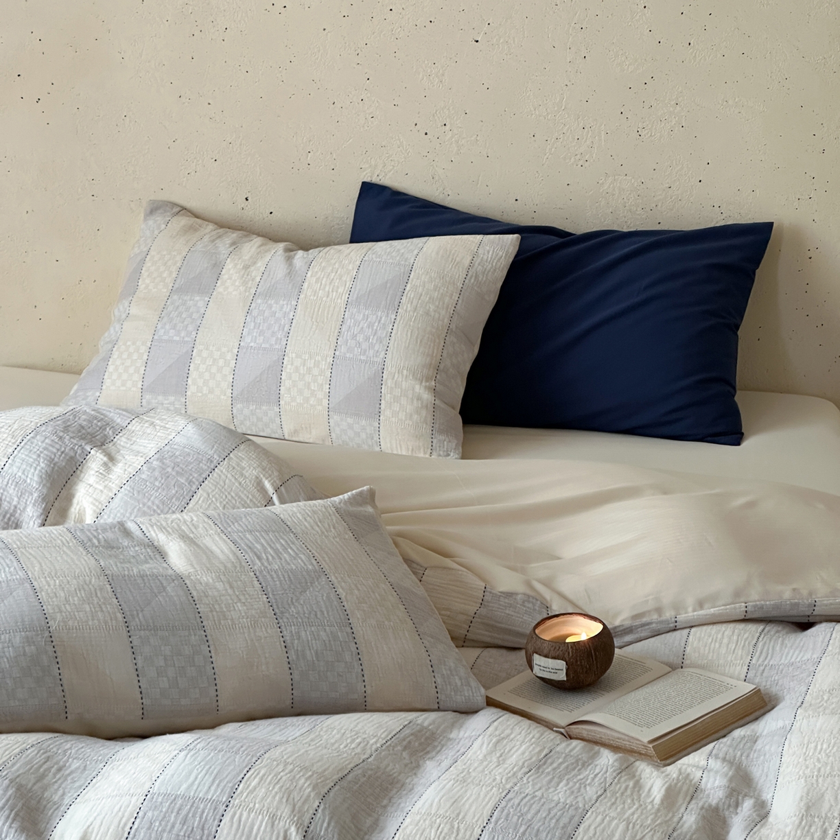 91家纺网 家纺一手货源 找家纺 例外 2026新款全棉纯棉双层纱布大提花四件套舒芙蕾 奶咖-舒芙蕾