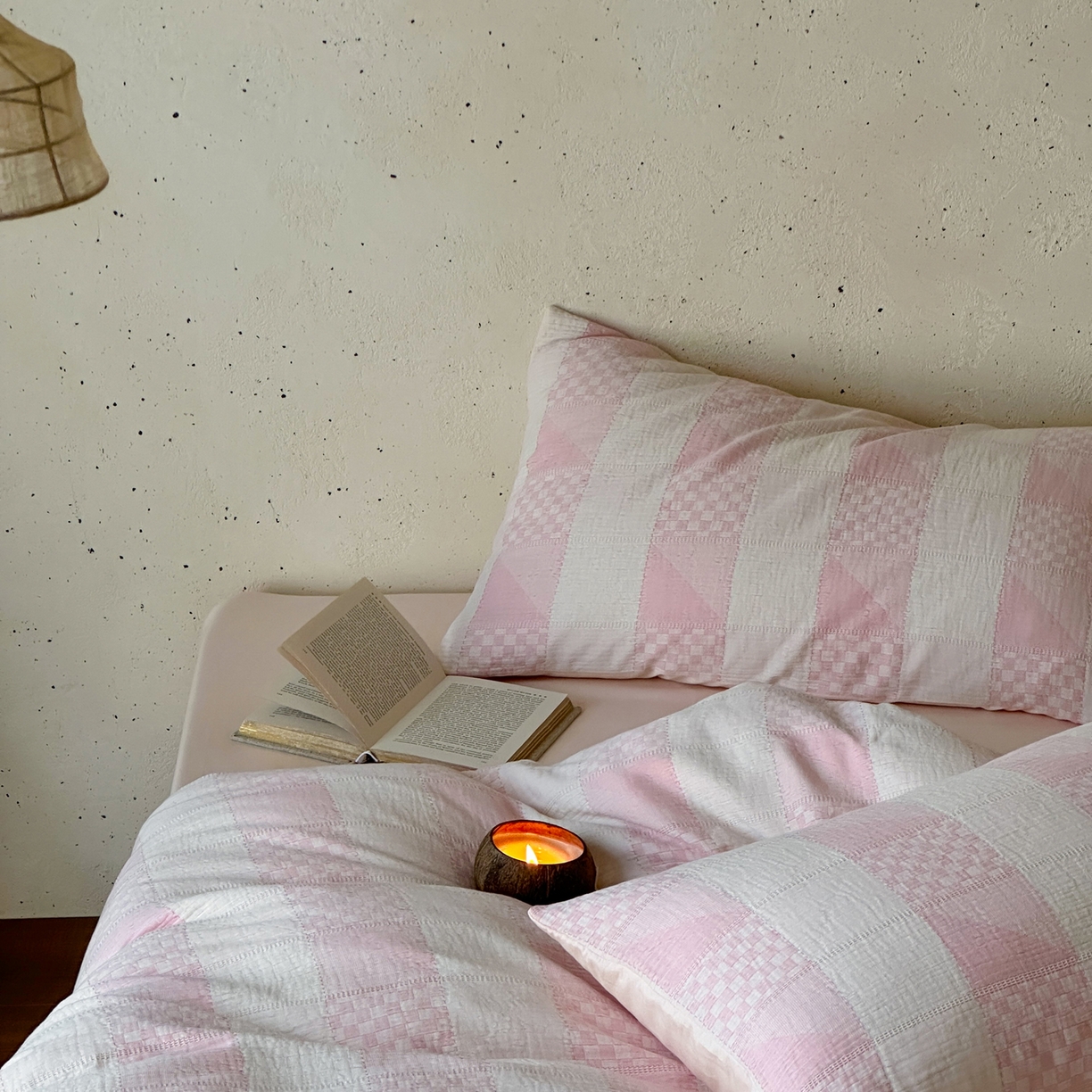 91家纺网 家纺一手货源 找家纺 例外 2026新款全棉纯棉双层纱布大提花四件套舒芙蕾 粉色-舒芙蕾