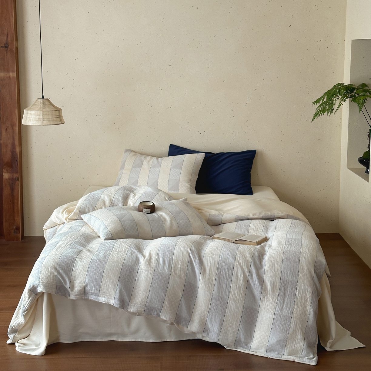 91家纺网 家纺一手货源 找家纺 例外 2026新款全棉纯棉双层纱布大提花四件套舒芙蕾 奶咖-舒芙蕾