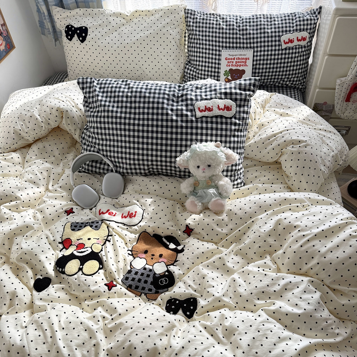 91家纺网 家纺一手货源 找家纺 （总）原素 2026新款新春卡哇伊毛巾绣四件套