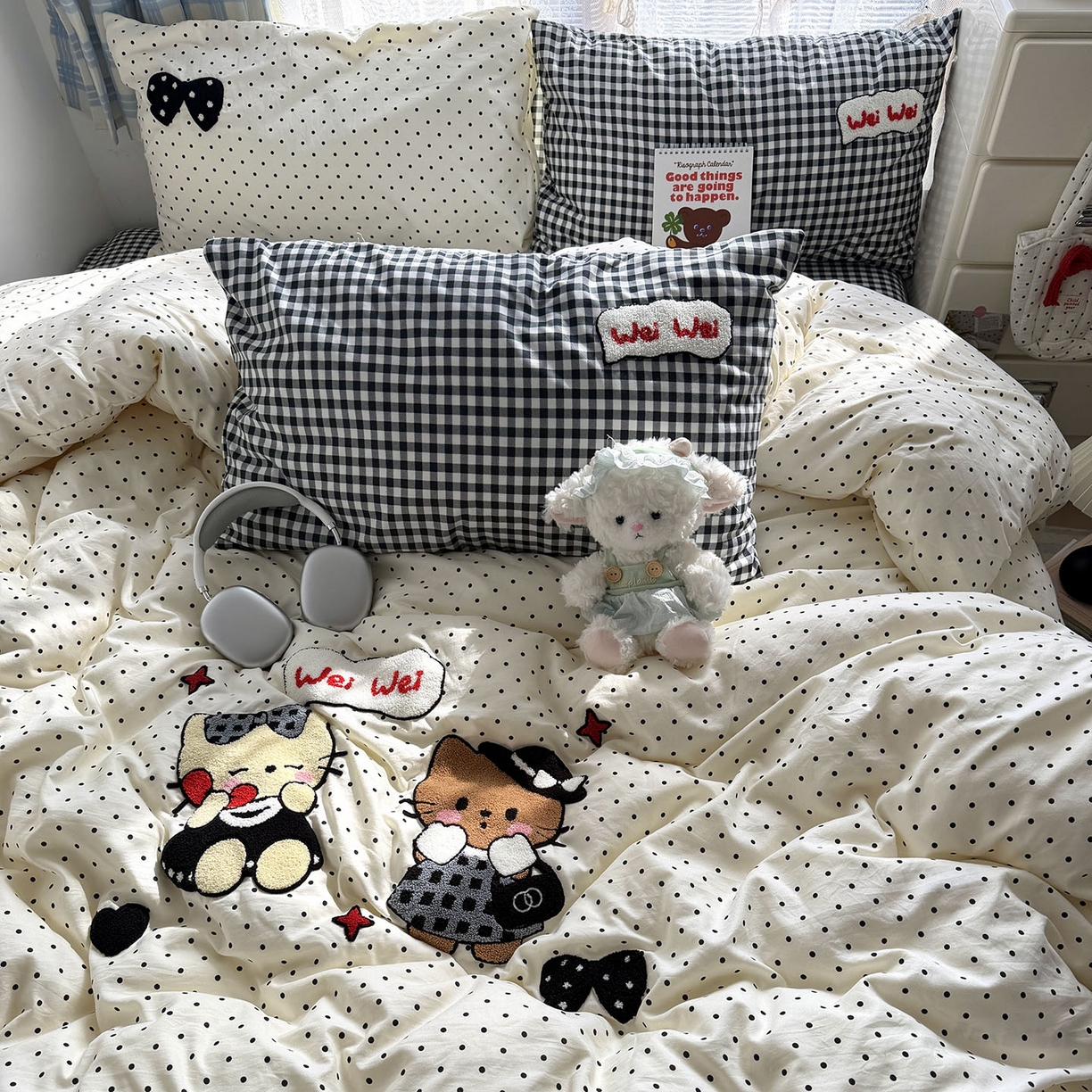 91家纺网 家纺一手货源 找家纺 （总）原素 2026新款新春卡哇伊毛巾绣四件套