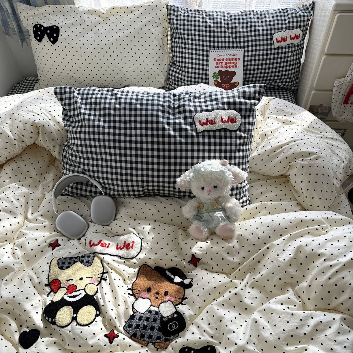 91家纺网 家纺一手货源 找家纺 （总）原素 2026新款新春卡哇伊毛巾绣四件套