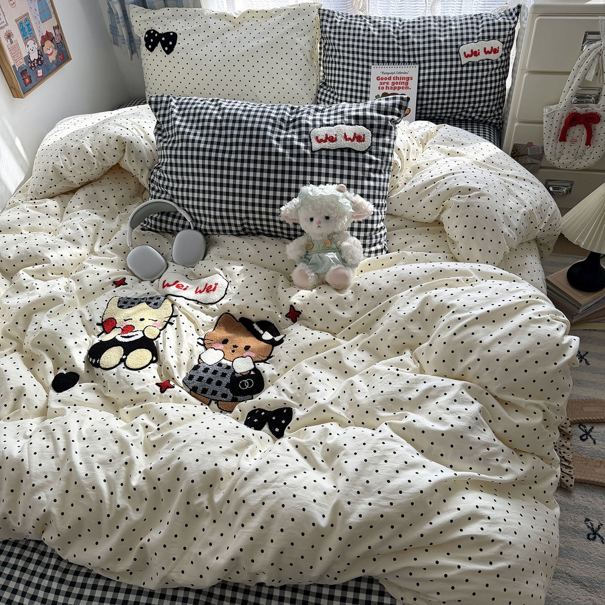 91家纺网 家纺一手货源 找家纺 （总）原素 2026新款新春卡哇伊毛巾绣四件套