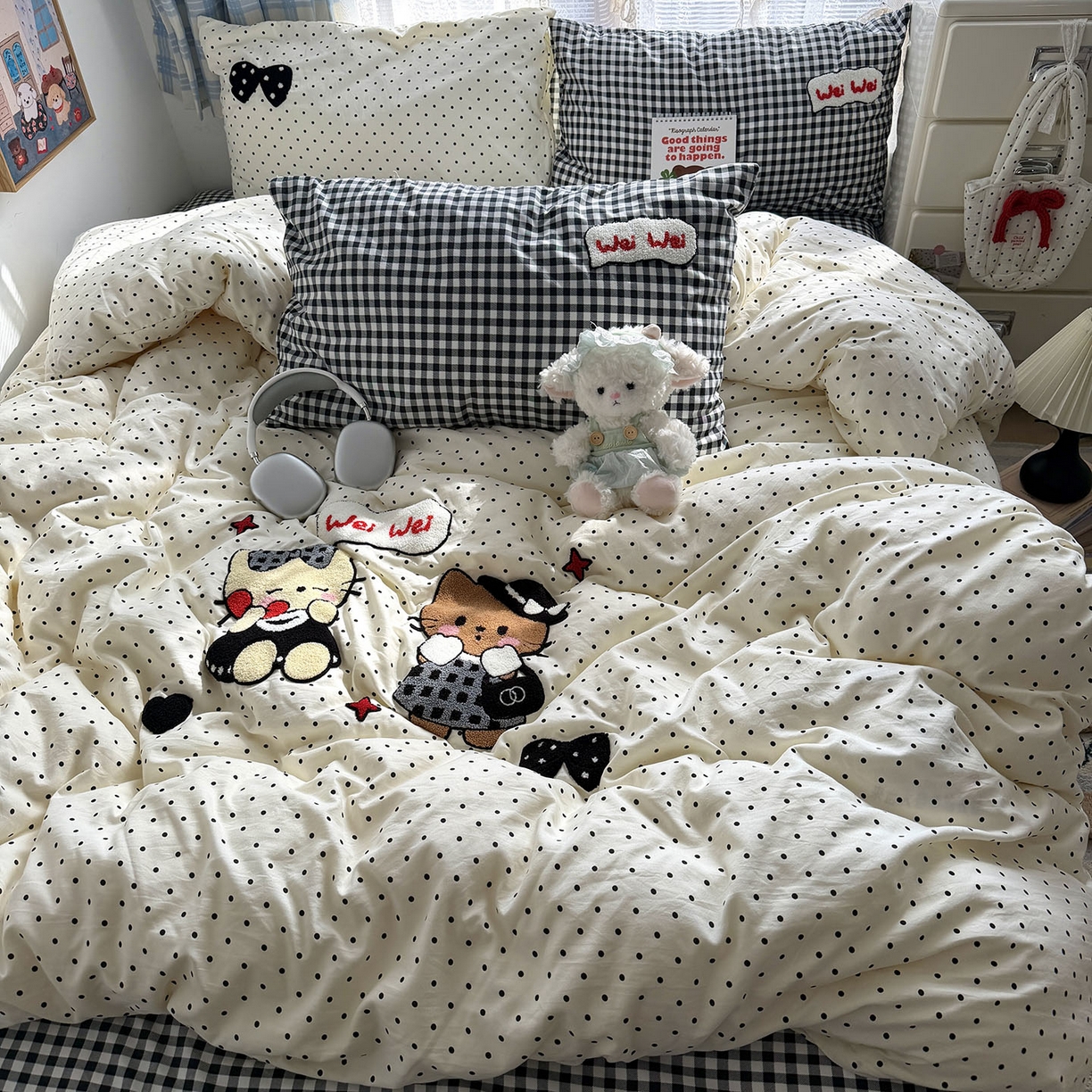 91家纺网 家纺一手货源 找家纺 （总）原素 2026新款新春卡哇伊毛巾绣四件套