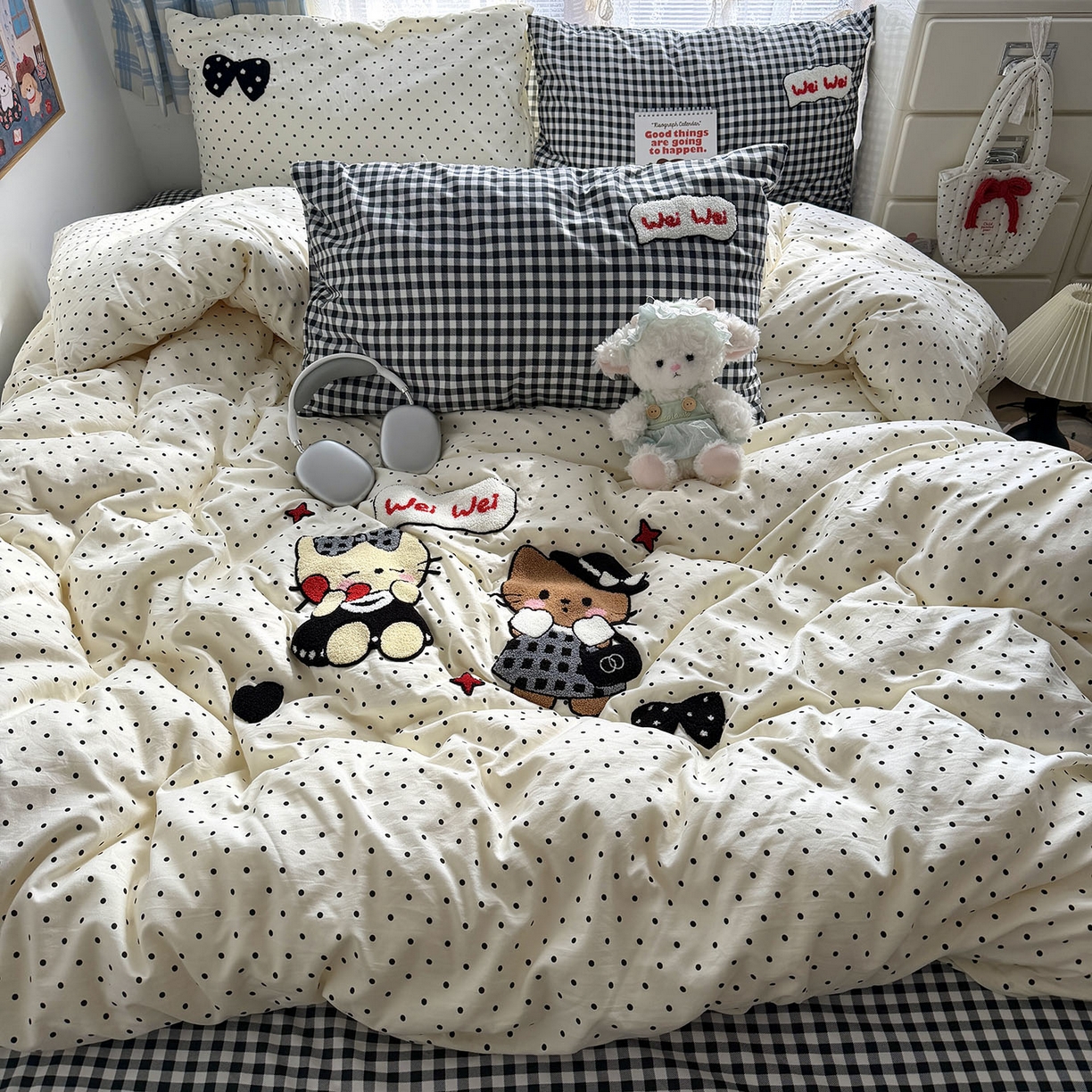 91家纺网 家纺一手货源 找家纺 （总）原素 2026新款新春卡哇伊毛巾绣四件套