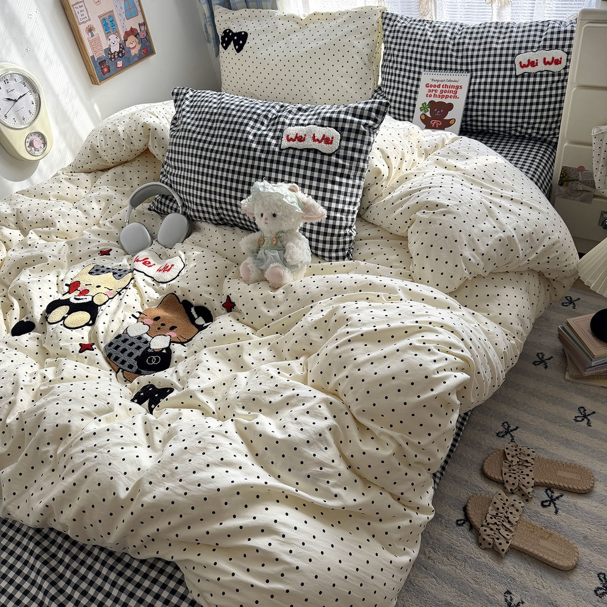 91家纺网 家纺一手货源 找家纺 （总）原素 2026新款新春卡哇伊毛巾绣四件套