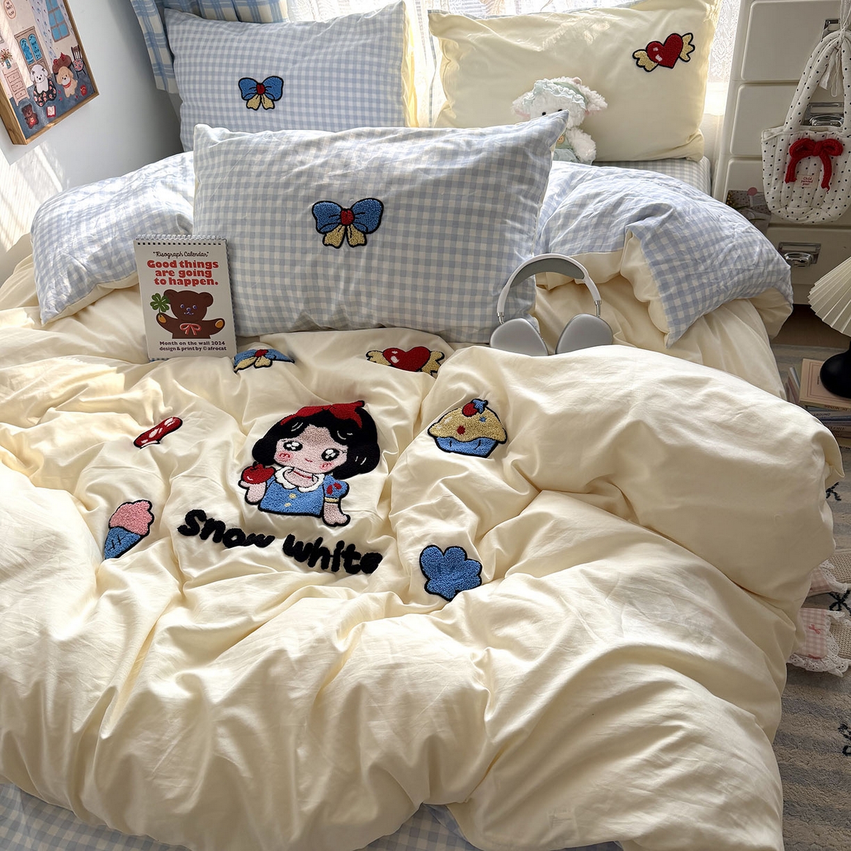 原素 2026新款新春卡哇伊毛巾绣四件套 白雪公主