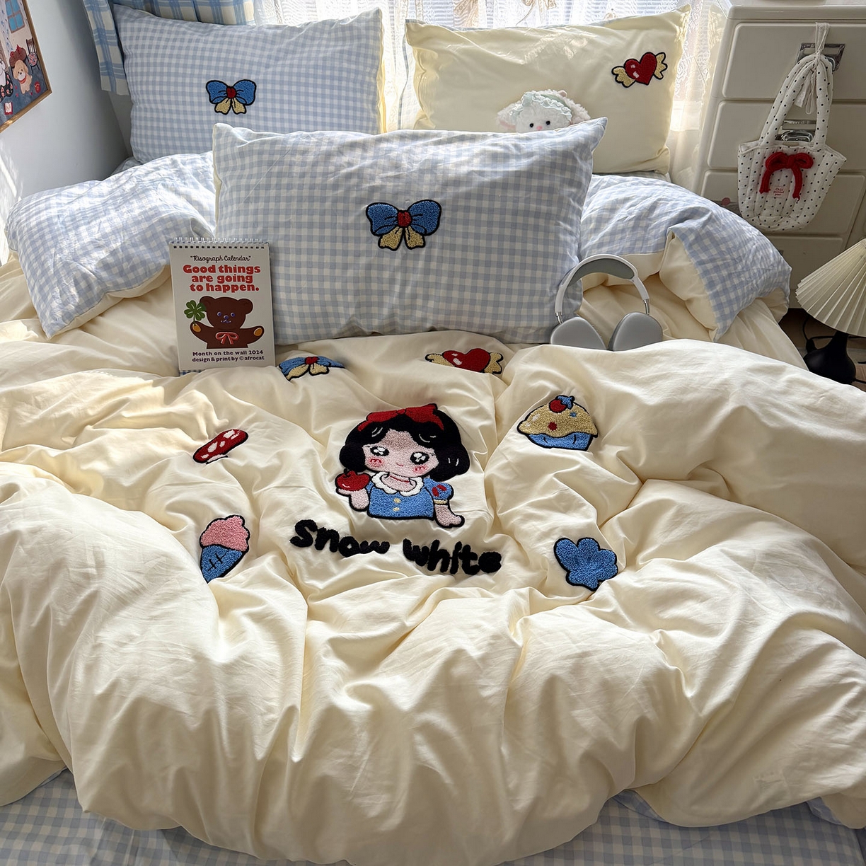 91家纺网 家纺一手货源 找家纺 原素 2026新款新春卡哇伊毛巾绣四件套 白雪公主