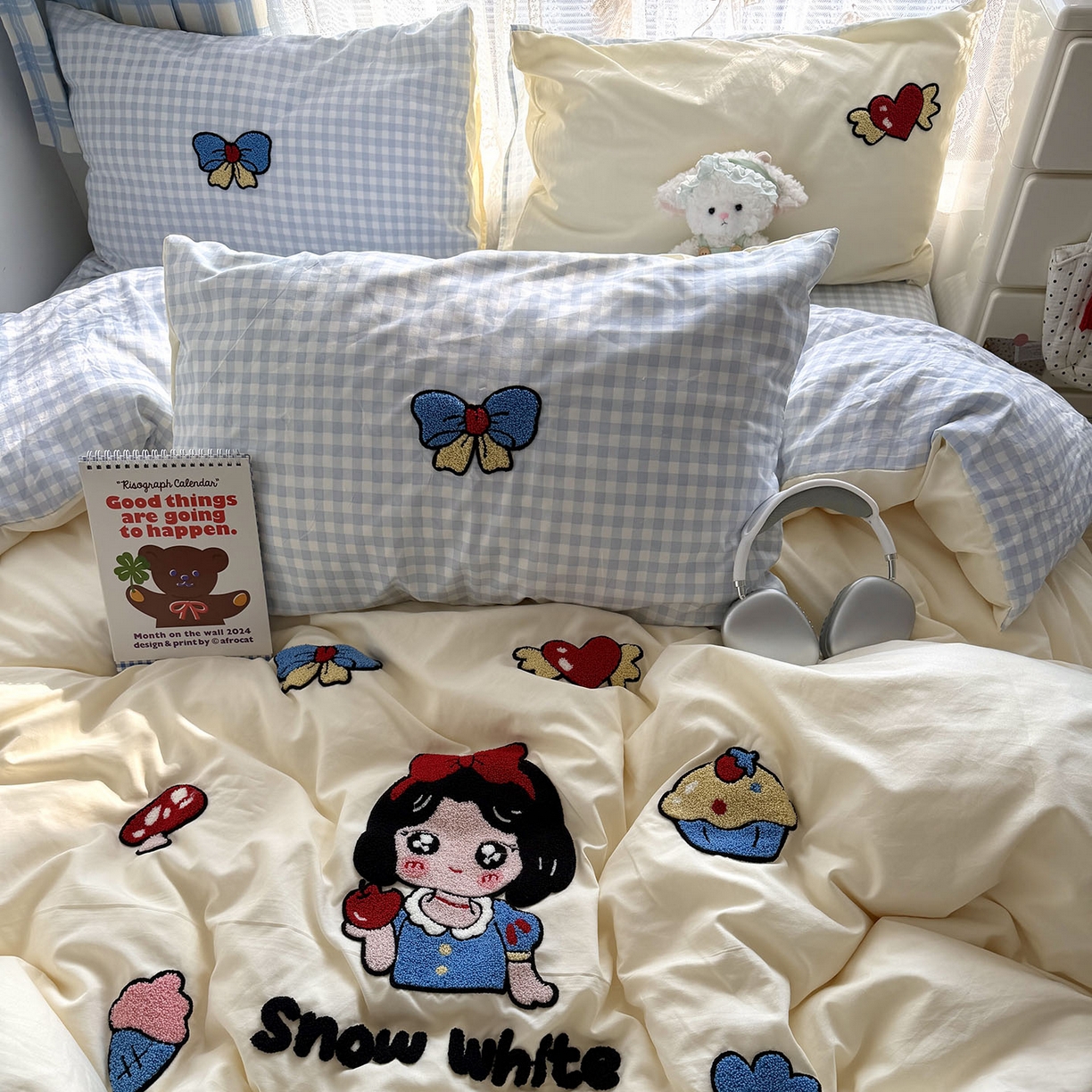 91家纺网 家纺一手货源 找家纺 原素 2026新款新春卡哇伊毛巾绣四件套 白雪公主