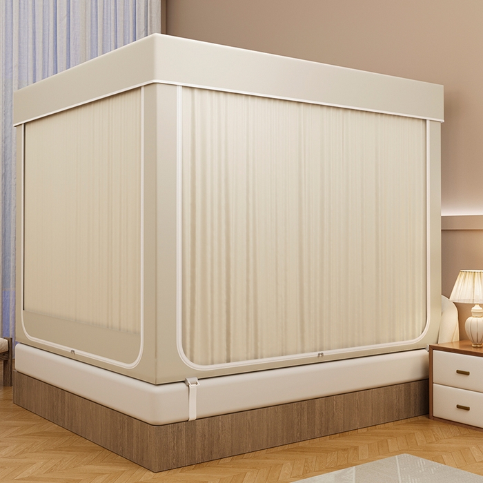 91家纺网 家纺一手货源 找家纺 宜品雅 2026新款做床遮光蚊帐 卡其