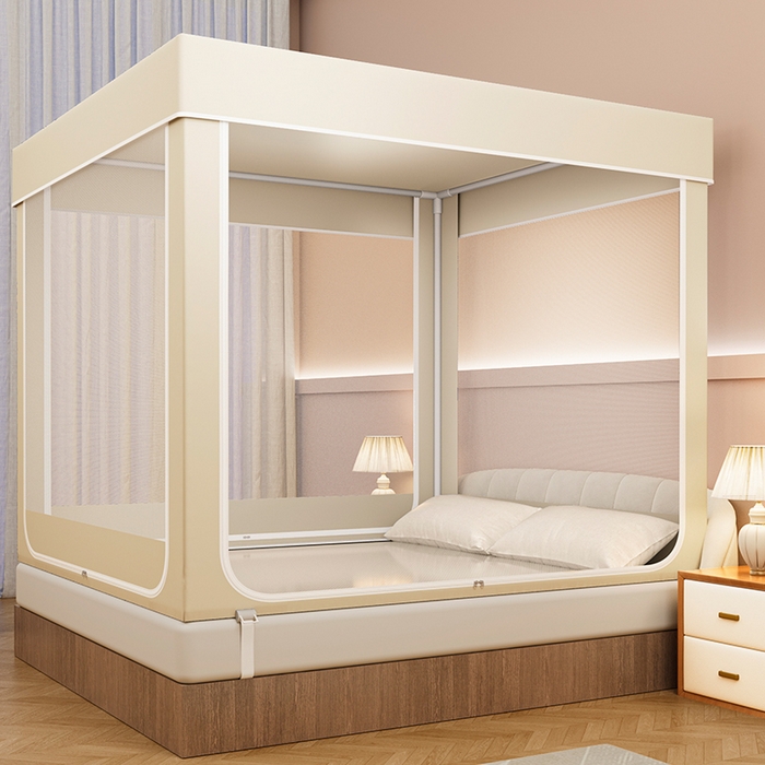 91家纺网 家纺一手货源 找家纺 宜品雅 2026新款做床遮光蚊帐 卡其