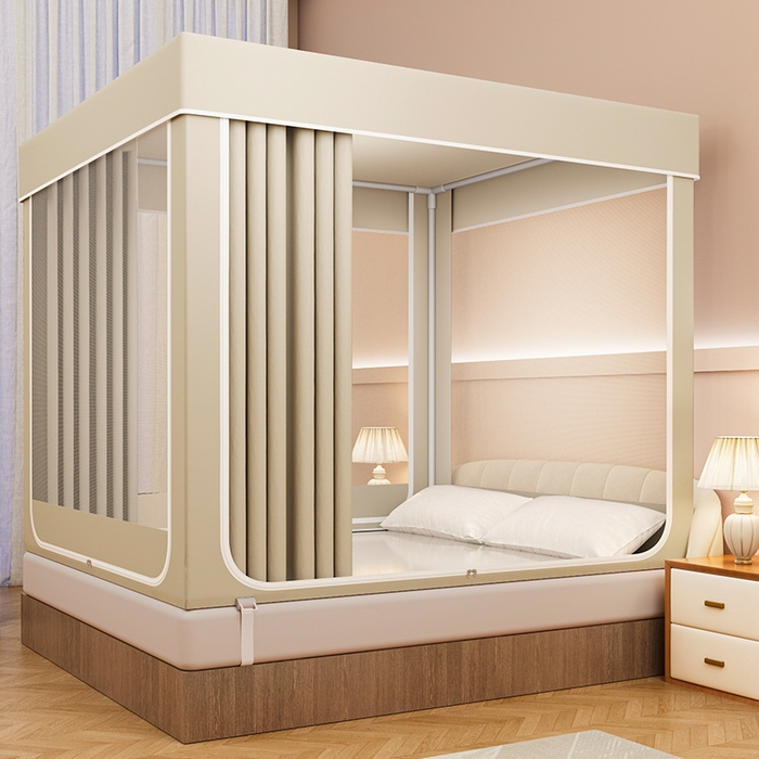 91家纺网 家纺一手货源 找家纺 宜品雅 2026新款做床遮光蚊帐 卡其