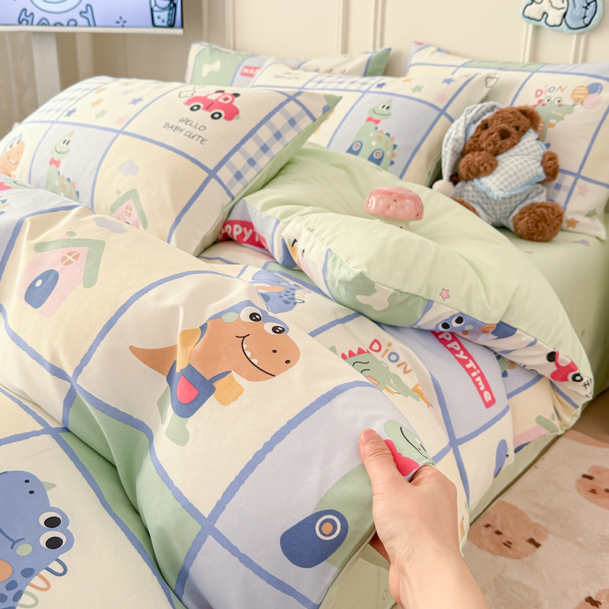 91家纺网 家纺一手货源 找家纺 （总）简宜家居（朝初家纺） 2026新款全棉12868卡通印花四件套大耳朵兔兔系列