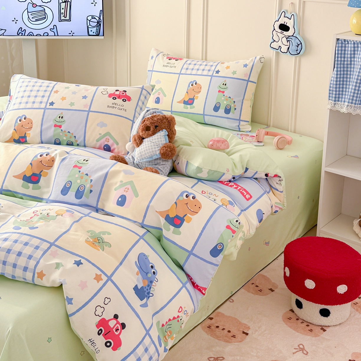 91家纺网 家纺一手货源 找家纺 （总）简宜家居（朝初家纺） 2026新款全棉12868卡通印花四件套大耳朵兔兔系列