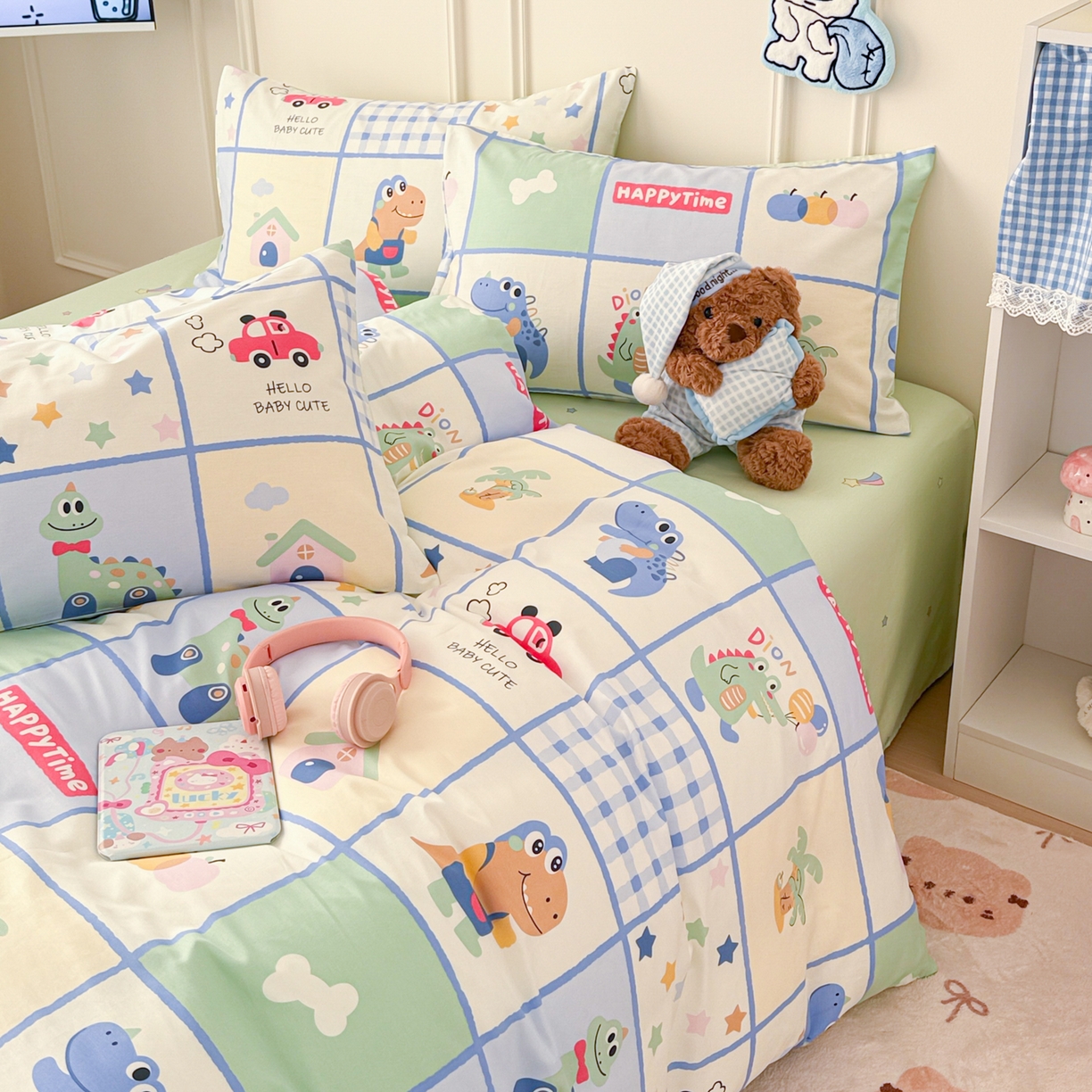 91家纺网 家纺一手货源 找家纺 （总）简宜家居（朝初家纺） 2026新款全棉12868卡通印花四件套大耳朵兔兔系列