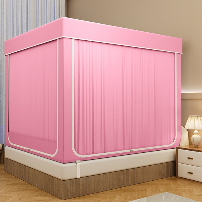 91家纺网 家纺一手货源 找家纺 宜品雅 2026新款做床遮光蚊帐 樱花粉