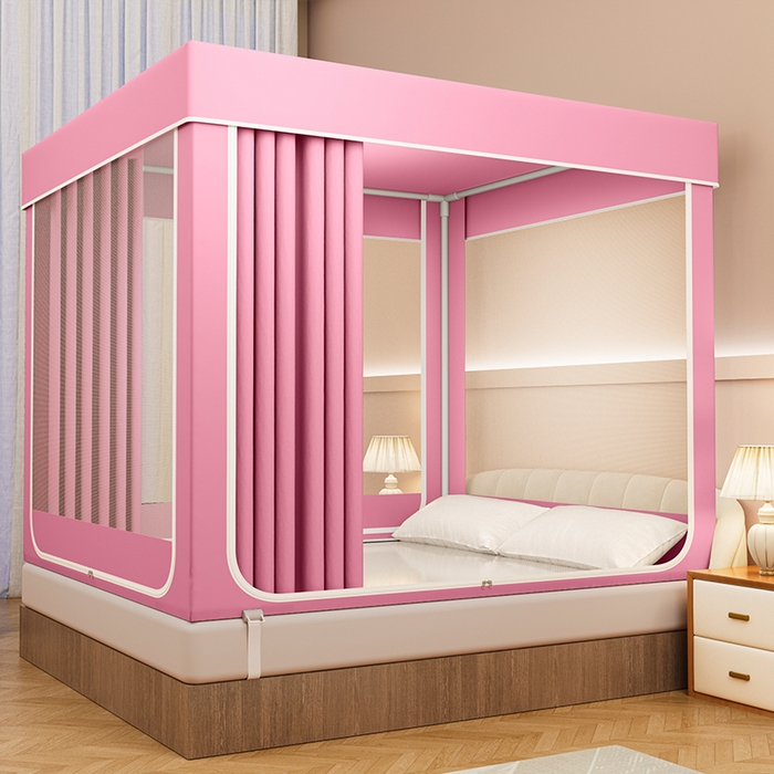 91家纺网 家纺一手货源 找家纺 宜品雅 2026新款做床遮光蚊帐 樱花粉