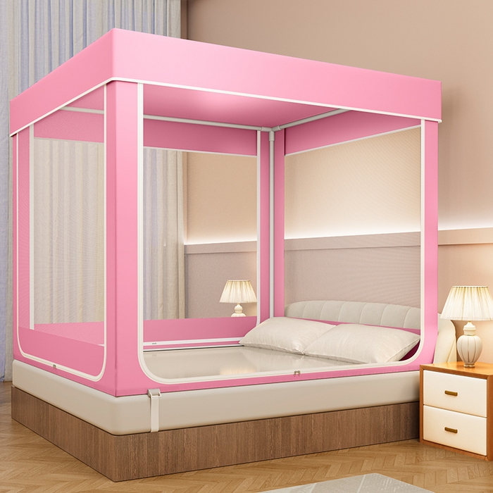 91家纺网 家纺一手货源 找家纺 宜品雅 2026新款做床遮光蚊帐 樱花粉