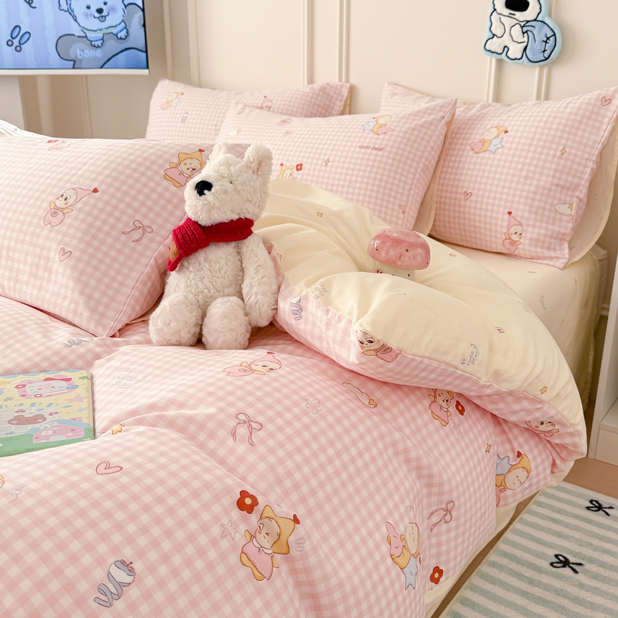 91家纺网 家纺一手货源 找家纺 （总）简宜家居（朝初家纺） 2026新款全棉12868卡通印花四件套大耳朵兔兔系列