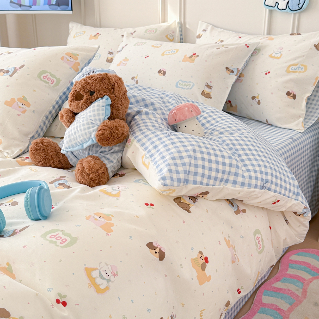 91家纺网 家纺一手货源 找家纺 （总）简宜家居（朝初家纺） 2026新款全棉12868卡通印花四件套大耳朵兔兔系列