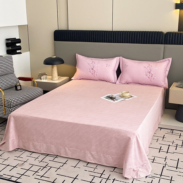 91家纺网 家纺一手货源 找家纺 幸嘉轩 2026新款全棉纯棉加厚百分百磨毛四件套花枝倾心-粉