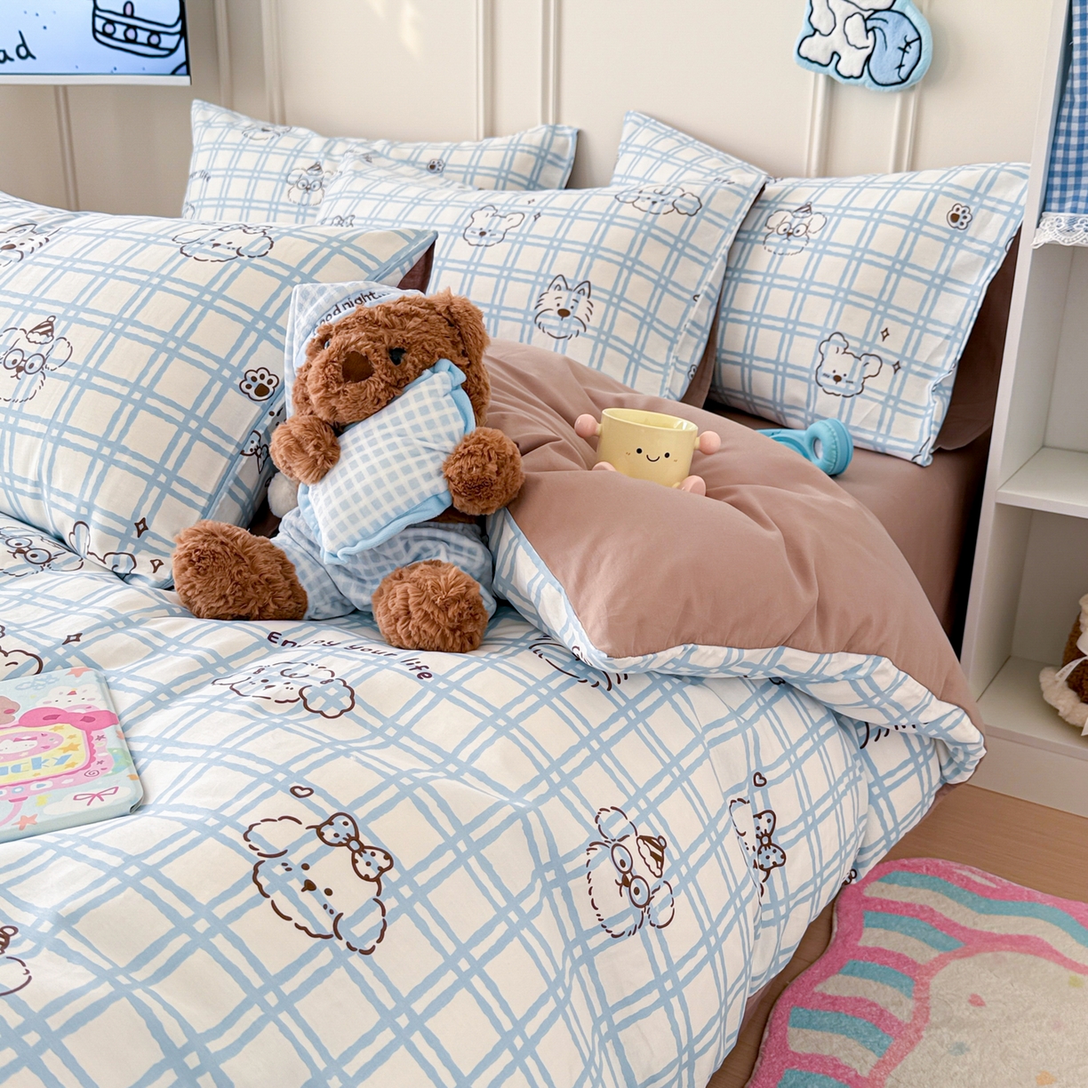 91家纺网 家纺一手货源 找家纺 （总）简宜家居（朝初家纺） 2026新款全棉12868卡通印花四件套大耳朵兔兔系列